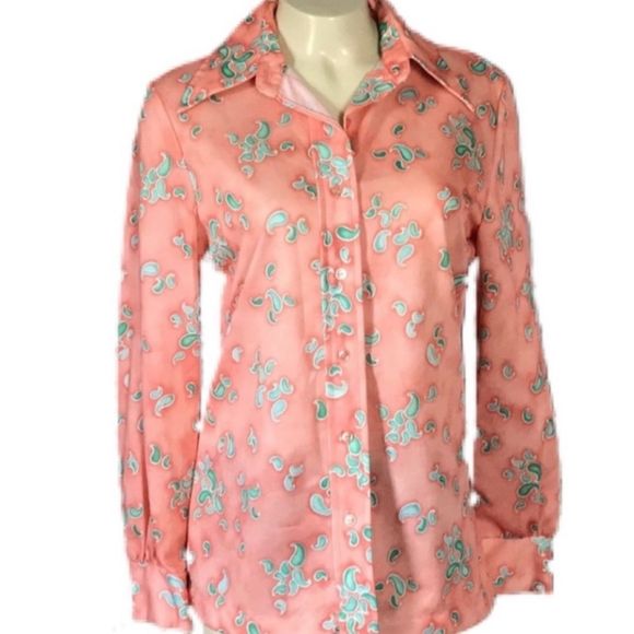 Vintage 70s Polyester Button Down Shirt - Picture 5 of 15